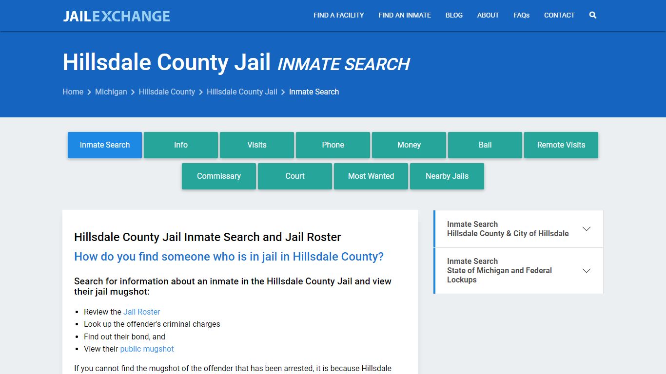 Inmate Search: Roster & Mugshots - Hillsdale County Jail, MI
